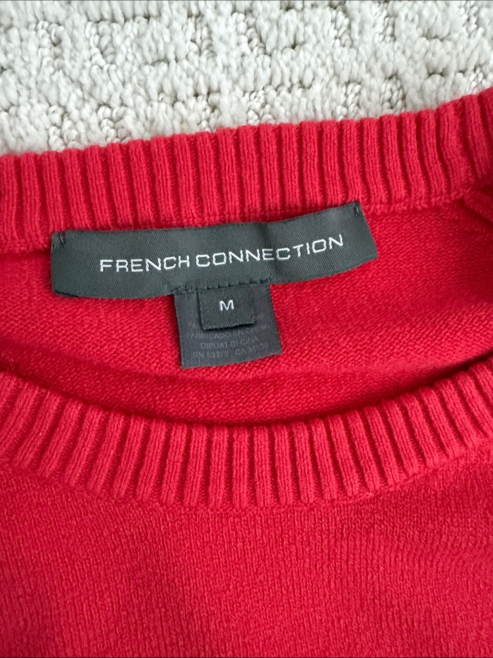 French Connection Red Crewneck Sweater classic preppy cozy - Picture 2 of 4